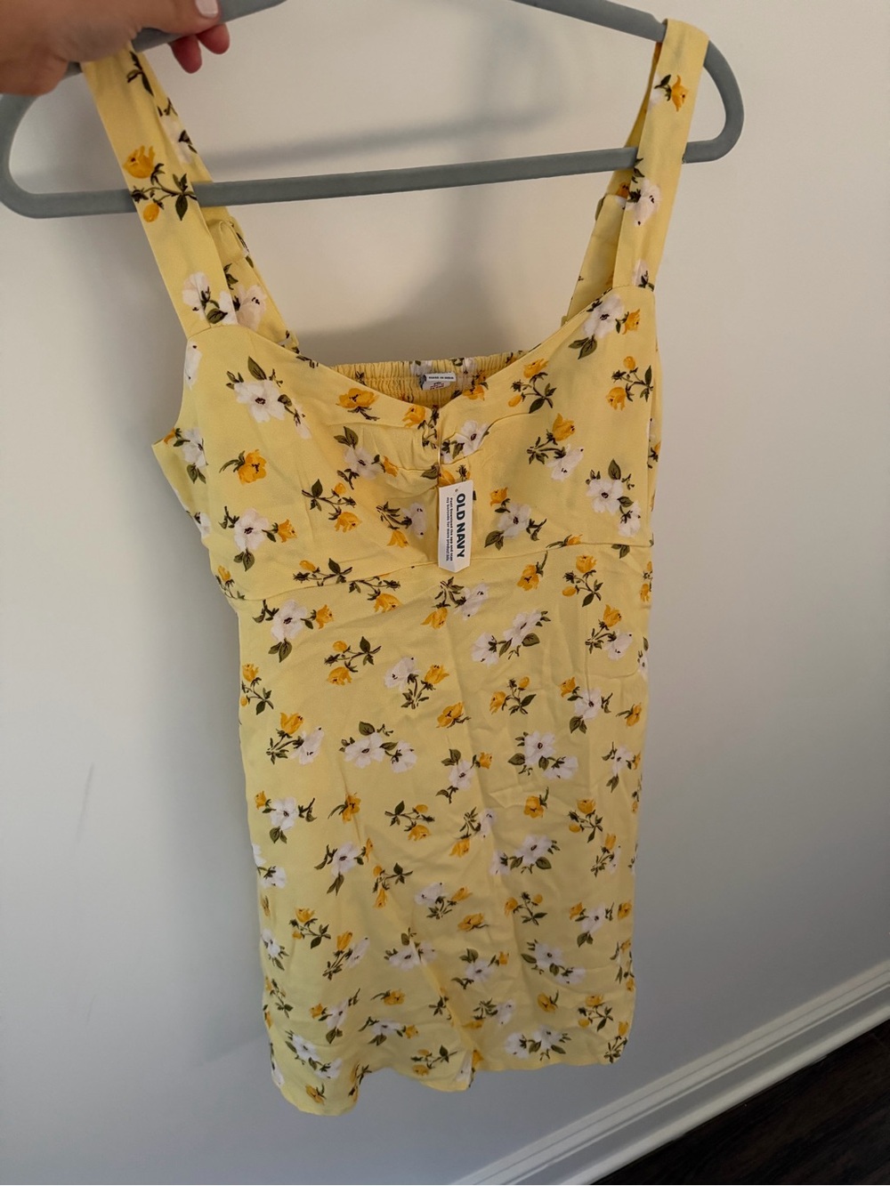 Old Navy Yellow Floral Sundress with White and Green Accents